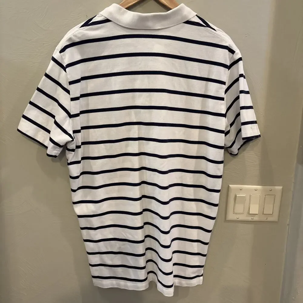 Vintage Polo by Ralph Lauren Blue White Striped 100% Cotton Men's XL Polo‎ Shirt